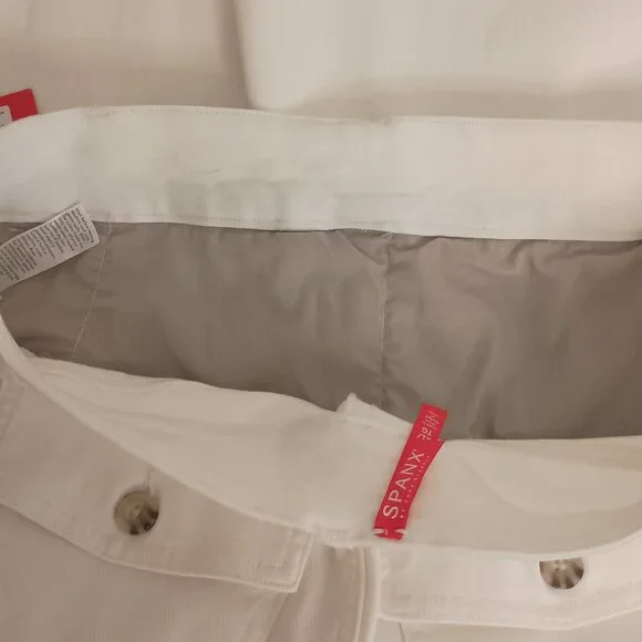 Spanx Women’s White Stretch Twill Cropped Wide Leg Pants 4 Pockets Size XL NWT - Picture 6 of 15